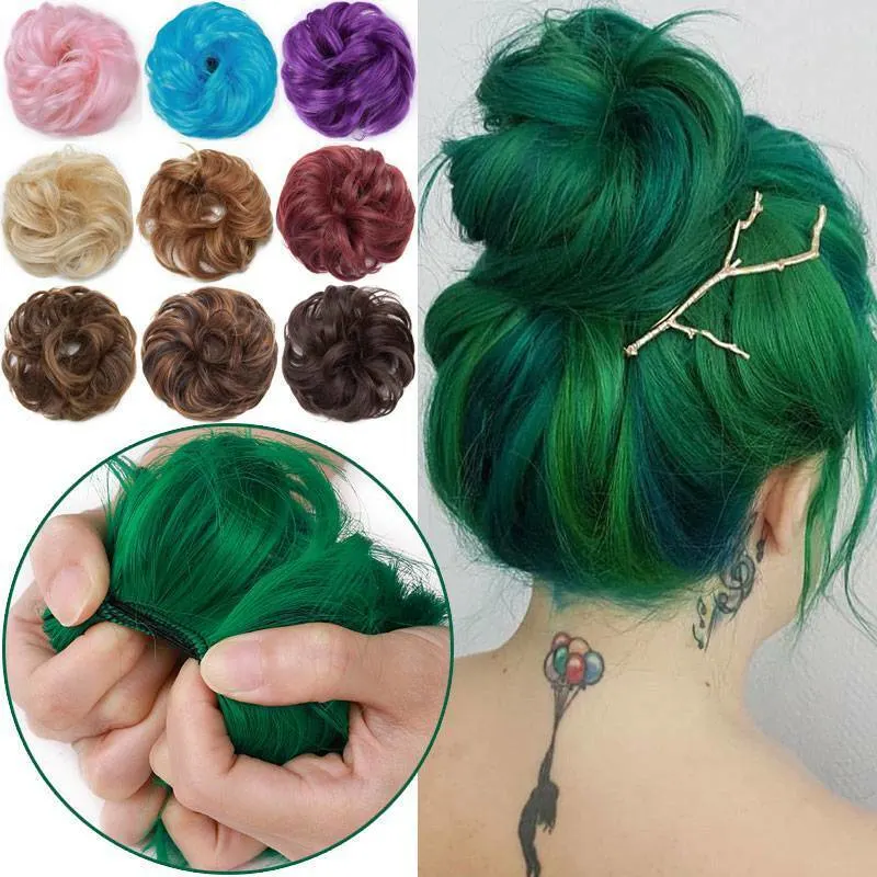 Large Messy Bun Scrunchie Hair Piece False Updo Cover Hair Extension Curly Thick