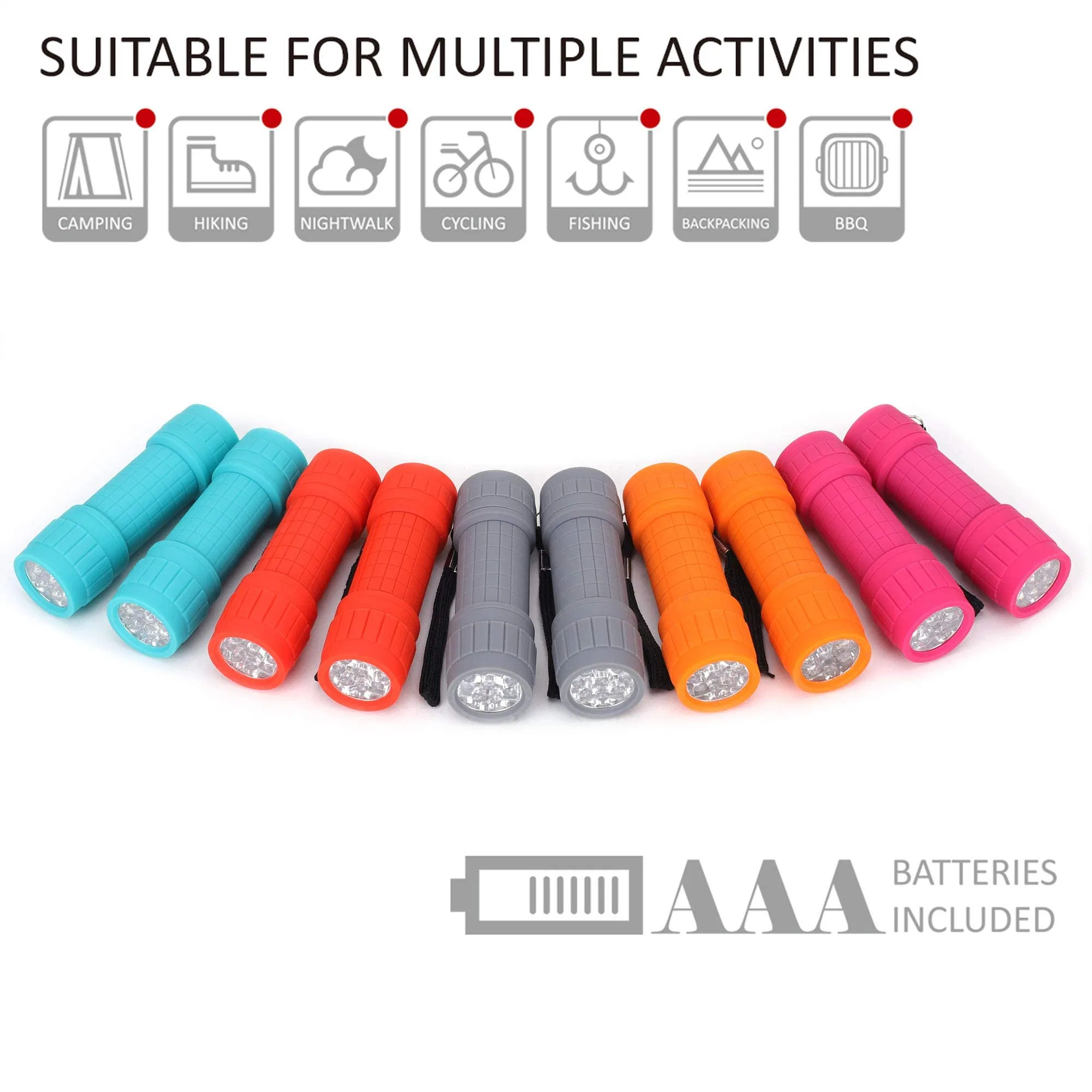 Set 30-Pieces AAA Batteries Class Teaching Camping 10-Pack 9-LED Mini Flashlight