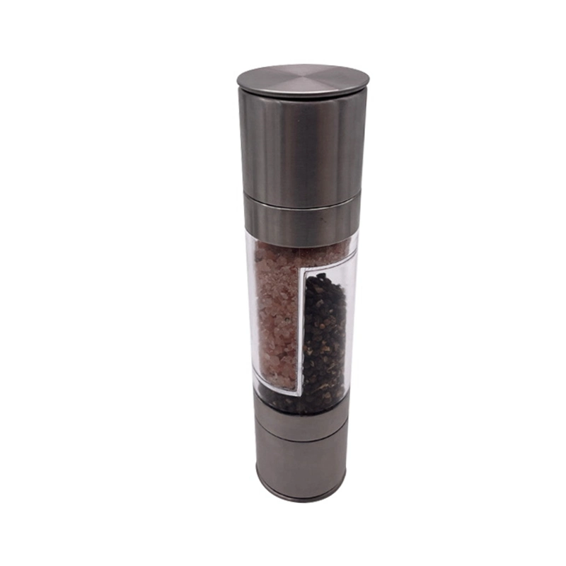 Manual Kitchen Spice Mill Stainless Steel Pepper and Salt Grinder Acrylic Bottle with Ceramic Core