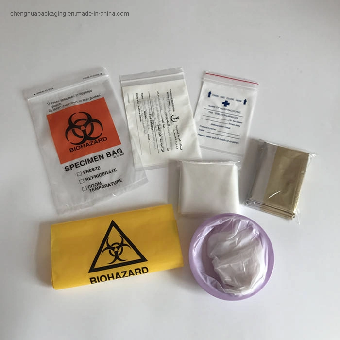 Venta caliente de recuperación médica Biohazard Ripstop Colección Transporte Ziplock comprimido de plástico con cierre de cremallera la cremallera de la bolsa de espécimen