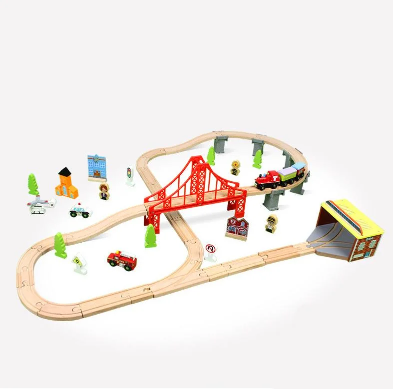 108PCS Beech Wood Children Educational Toy Wooden Track Set