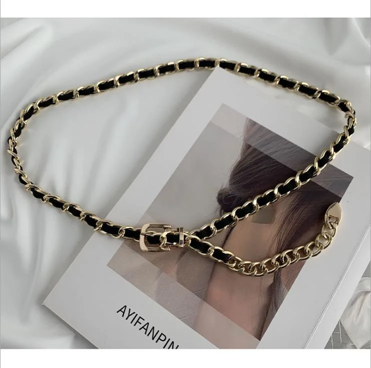 Chain Belt Women Fashion Versatile Metal Belt Adornment with Skirt Thin Waist Chain Accessories