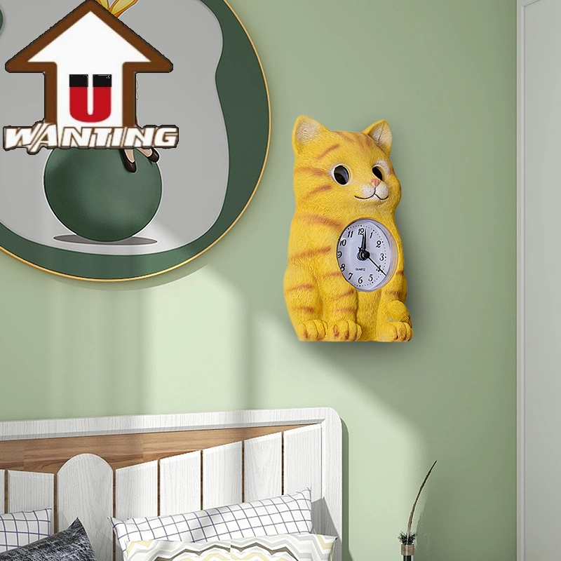 Animal Clock Craft Model Rotatable Eyes Cartoon Style Living Room Creative Furniture