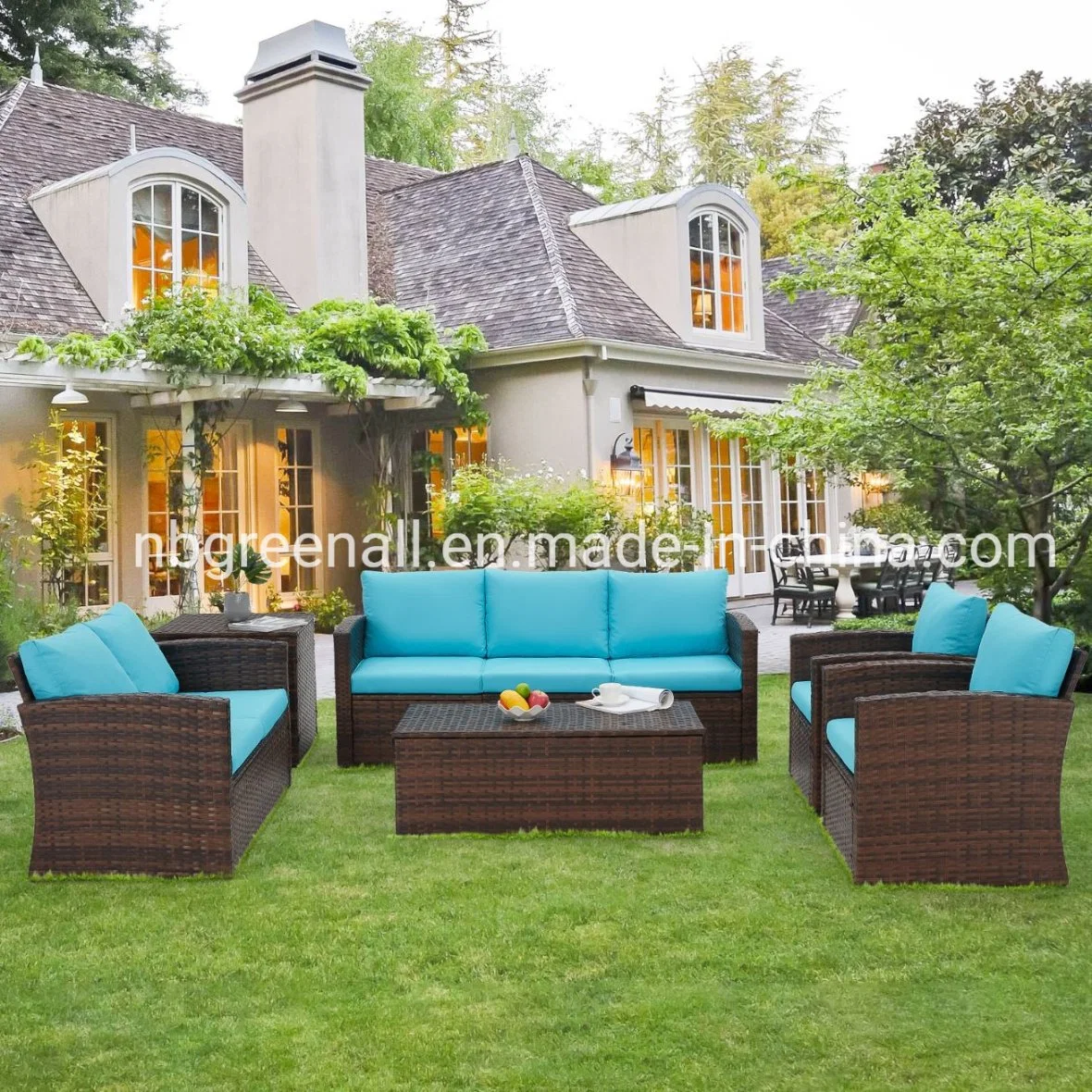 6PCS Rattan Wicker Sectional Sofa Garden Patio Rattan Outdoor Set Furniture with Two Storage Boxes