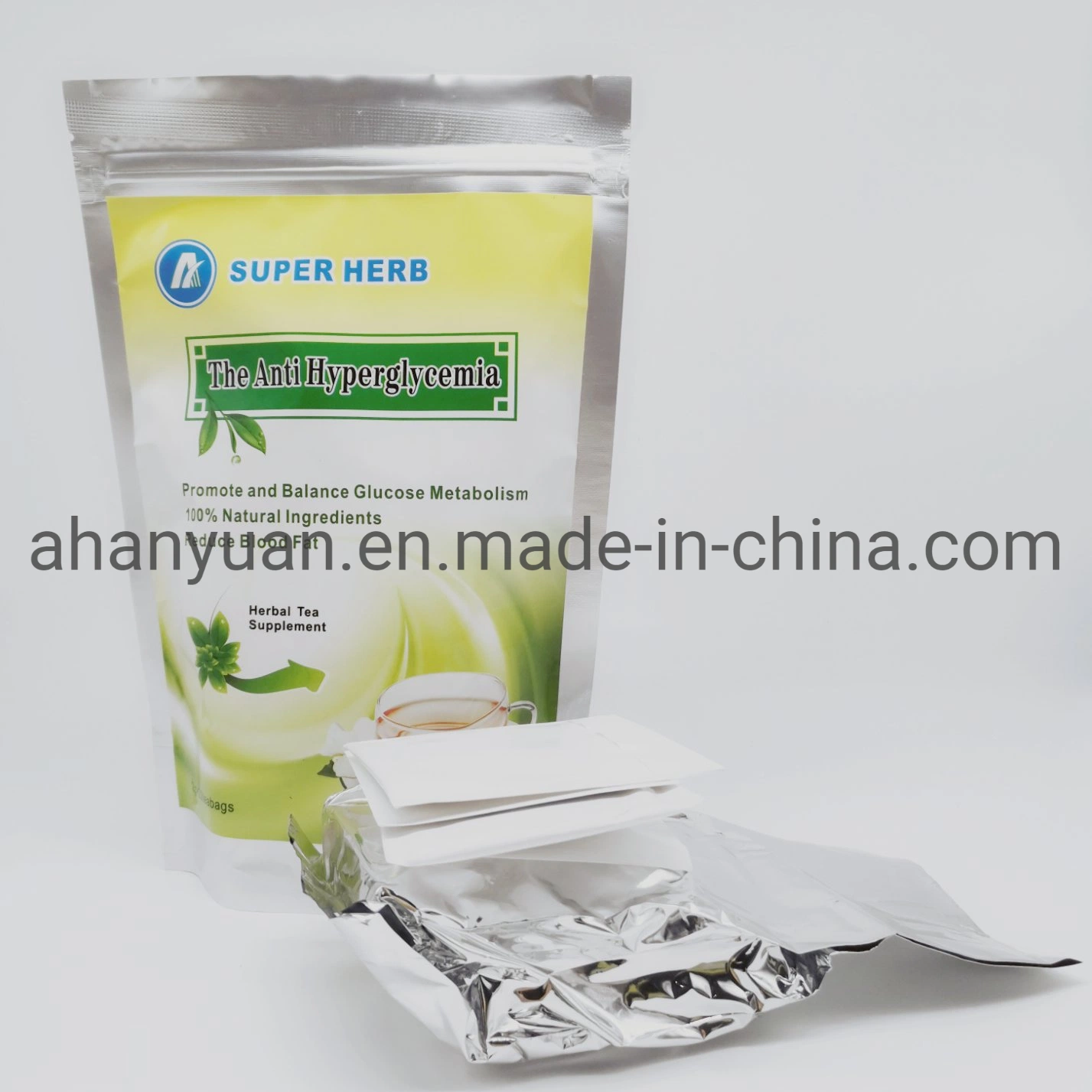 100% Herbal Ingredients Lowering Blood Sugar Body Care Green Tea Bag Improving Diabetes Made in China