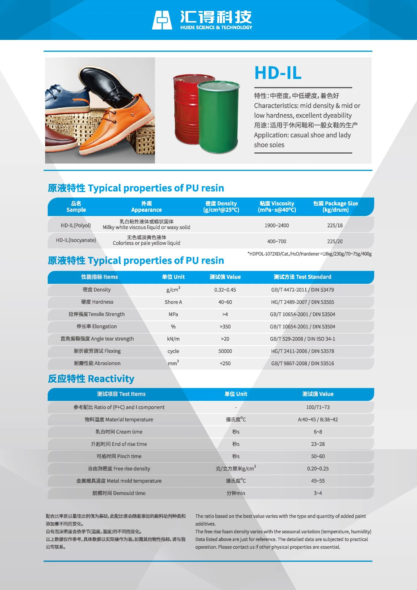 La résine polyuréthane semelle de chaussure