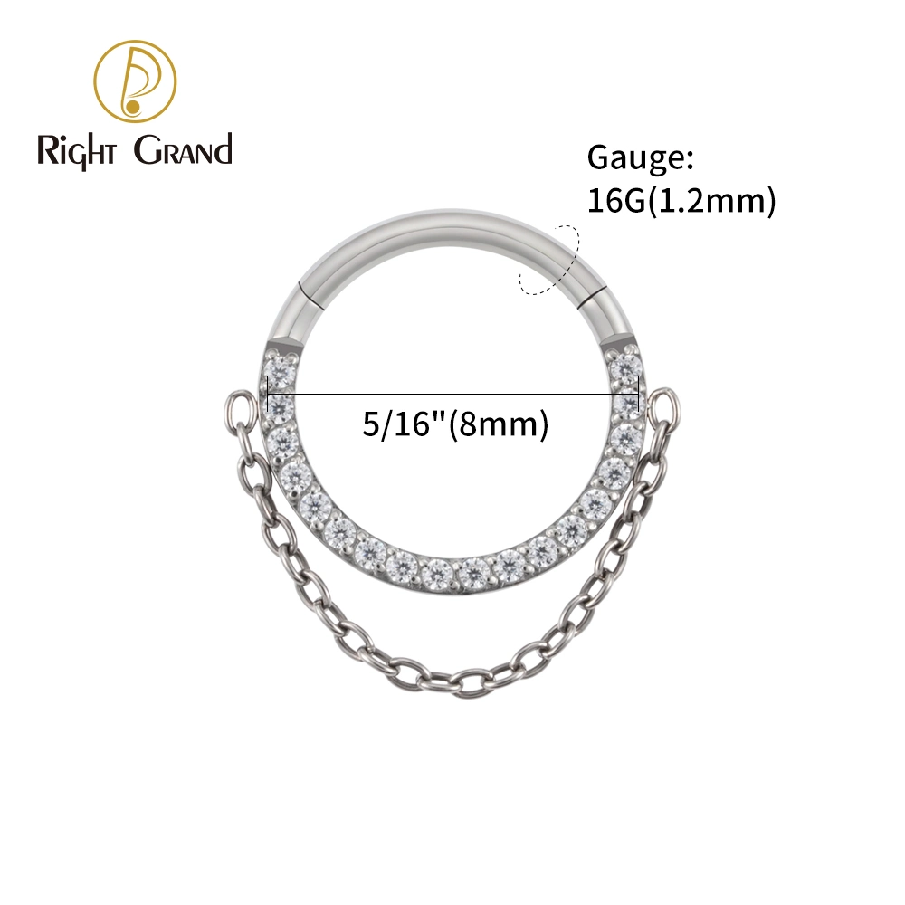 ASTM F136 Implant Grade Titanium Rainbow CZ à segment articulé Bijoux de CICKICKI