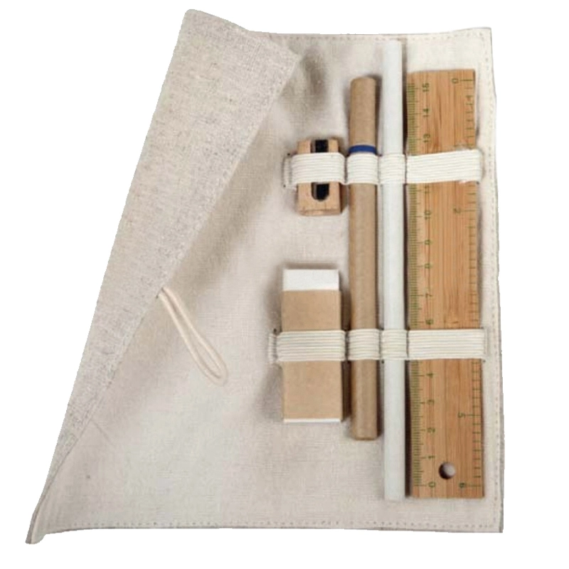 cadeau de promotion personnalisée un assortiment de 6PCS Jute &amp; pochette coton Crayon de la Papeterie de cas défini