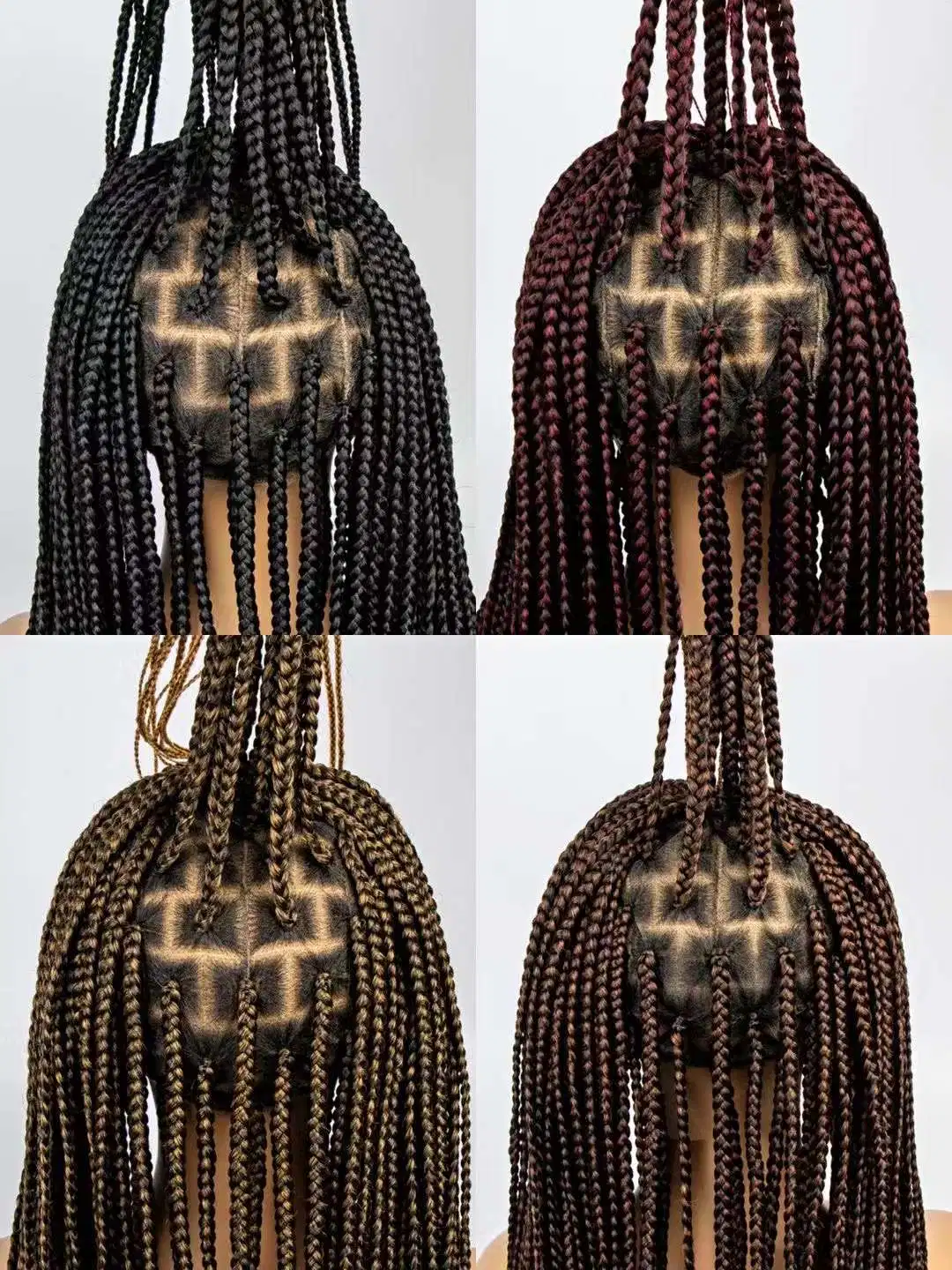 Glueless Synthetic Hair Vendors Wholesale/Supplier African Knotless Box Braiding Hair Wig Full Lace Front Braided Wigs for Black Women