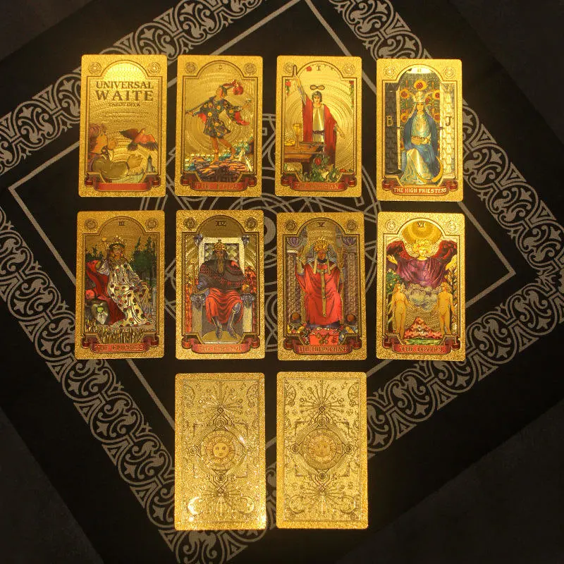 Gold Foil Tarot Cards Custom Logo Print Poker PVC Waterproof Playing Cards