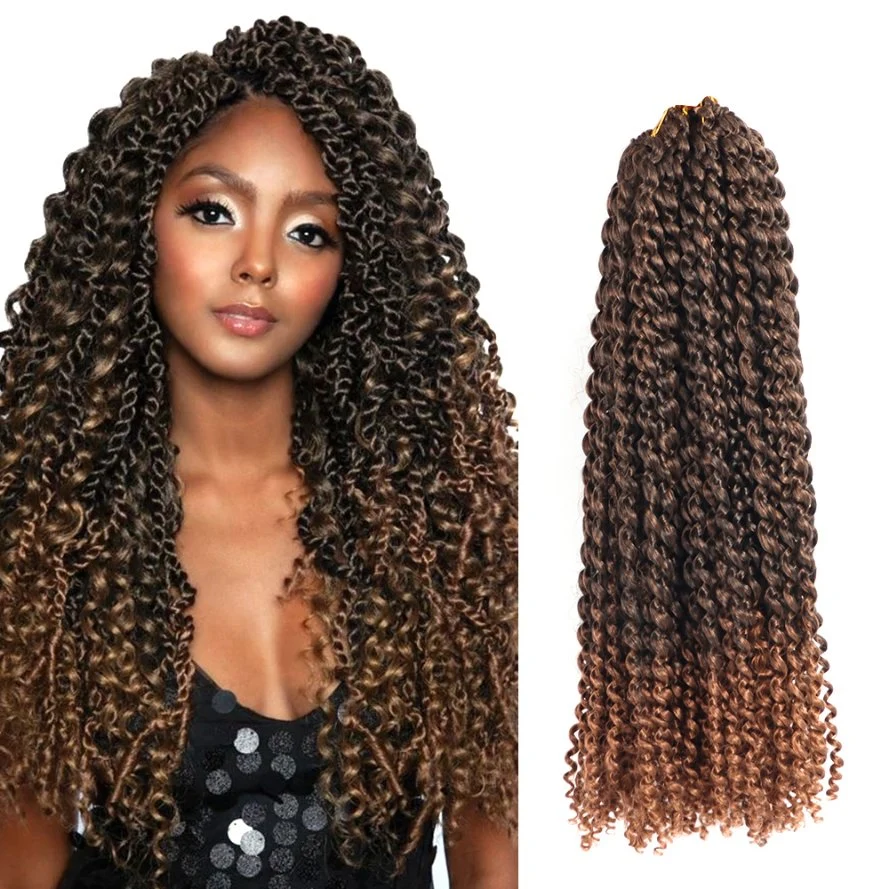 Afrikanische Mode Synthetisch Kinky Ombre Häkeln Flechten Hair Extension Passion Drehen Sie Die Wasserwelle Des Häkelhaars