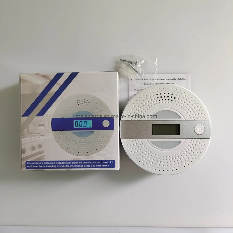 New Design 3AA Battery Smoke Alert Smoke Detector and Carbon Monoxide Fire Alarm Sensor with LCD Display