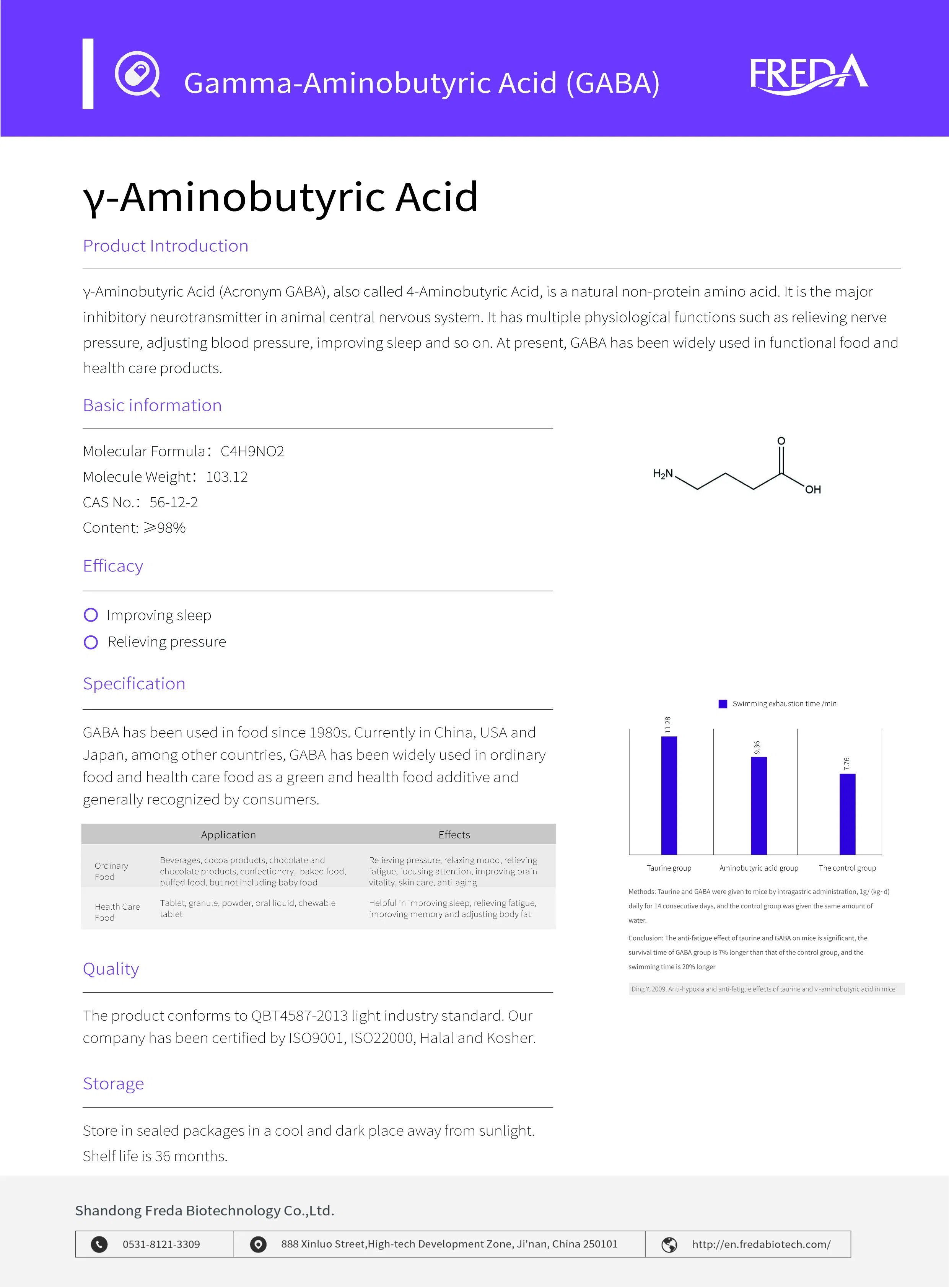 Health Care Ingredient GABA CAS 56-12-2