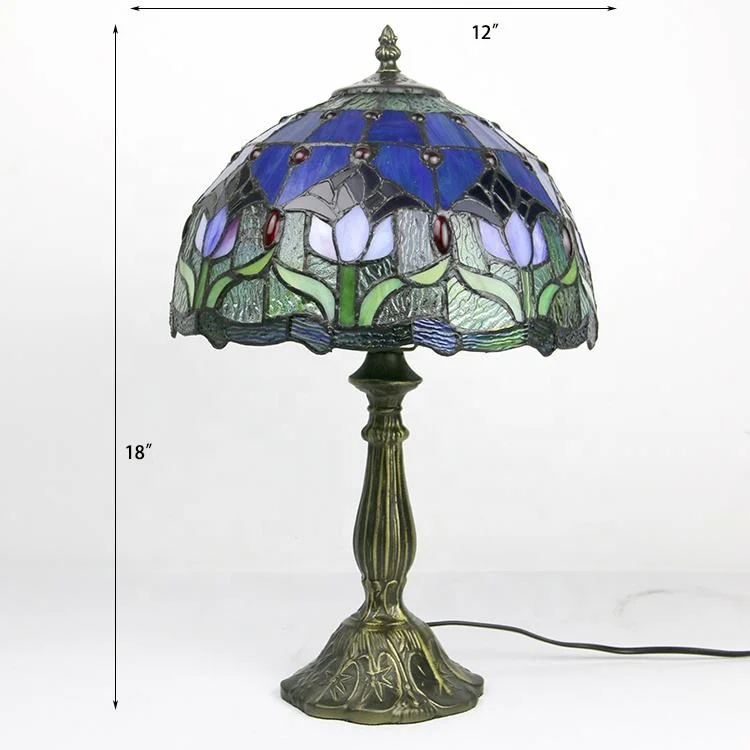 12 Inch Purple American Beauty Tiffanystained Glass Art Decor Lamp