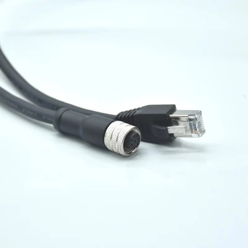 M12-8-Core Female Head a Buckle RJ45 Network Crystal Head Belt Wire 1m M12 Waterproof Connector Network Cable Wiring Harness