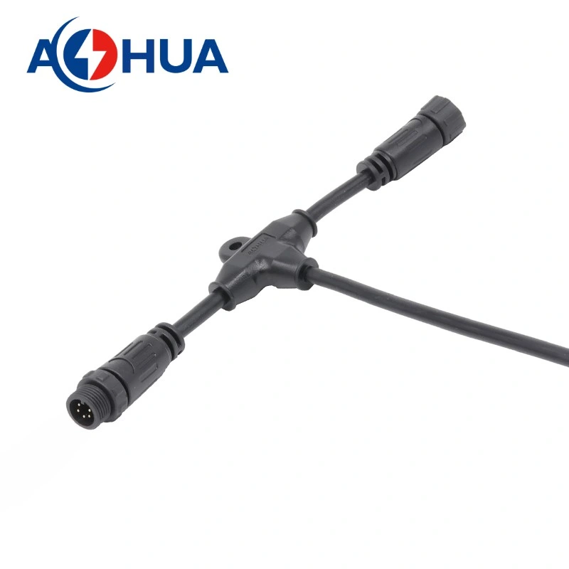 China Hot Sales LED Light Strip T Type Splitter Cable Connector IP 67 2pin 3 Pin 4 Pin 3ways Multiple Branches Cables Connector for Plant Growth Light