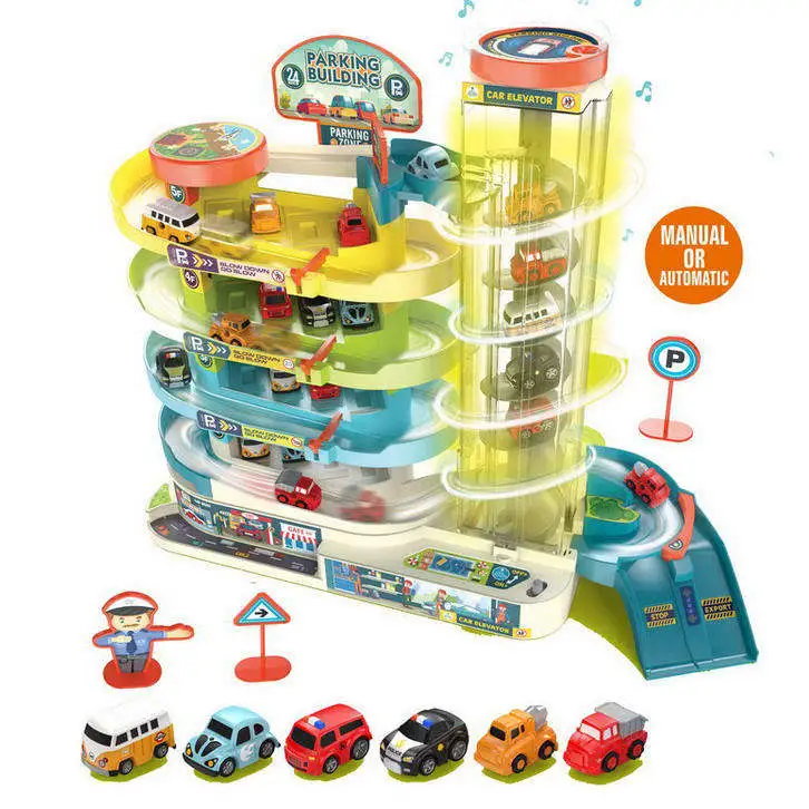 High quality/High cost performance Kids Gift Plastic 2 in 1 Packing Lot Building Adventure Game with Music and Light Vehicle Toys