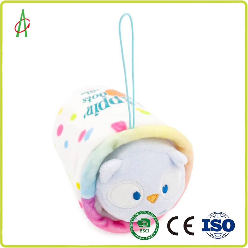 Cute Soft Owl Gato Conejo helado relleno Plush Keyring Para niños con BSCI