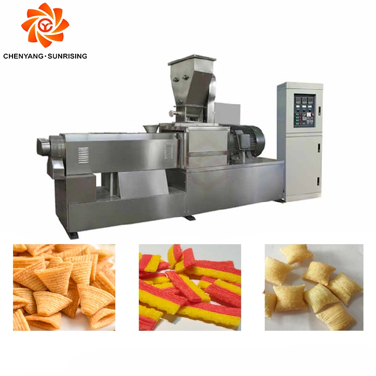 Frying Crispy 3D Corn Bugles Pellets Fried Chips Snacks Food Machine Production Line Bugles Making Extruder