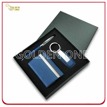 OEM/ODM High Level Quality Key Chain Promotion Leather Card Case and Keychain Gift Set