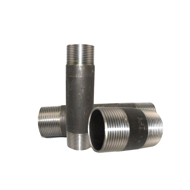 Black Coated Carbon Steel Pipe Fittings Male Threaded Connection Pipe Connector for Furniture