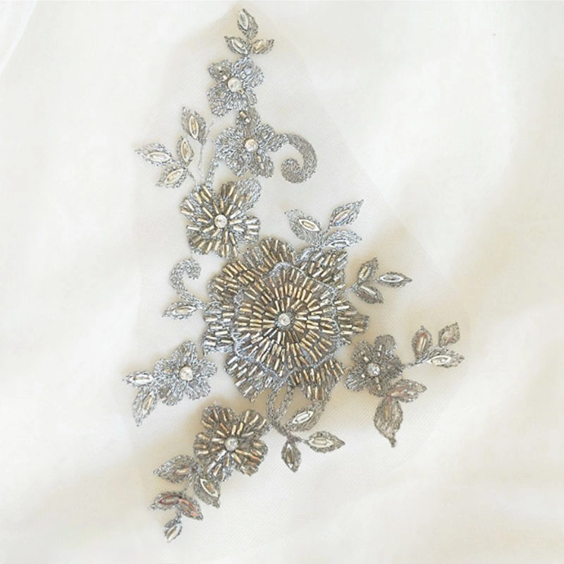 Abpf Custom Heavy Bead Embroidery Beaded Applique Fashion Bridal Neck Lace Applique