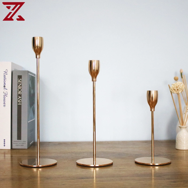 European Gold Silver Candlesticks Stand Metal Candle Holders for Home Decor