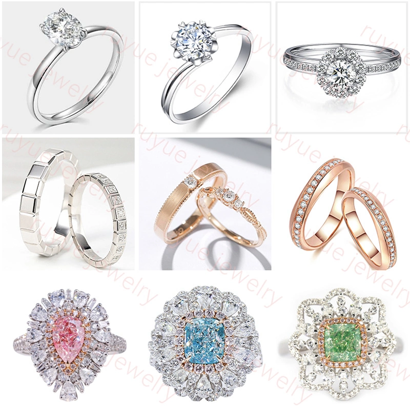 Ruyue Jewelry Lab Grown Diamond Igi/Gia Design Customize Rose Gold Platinum Wedding Rings Promotion Gift Fashion Jewelry