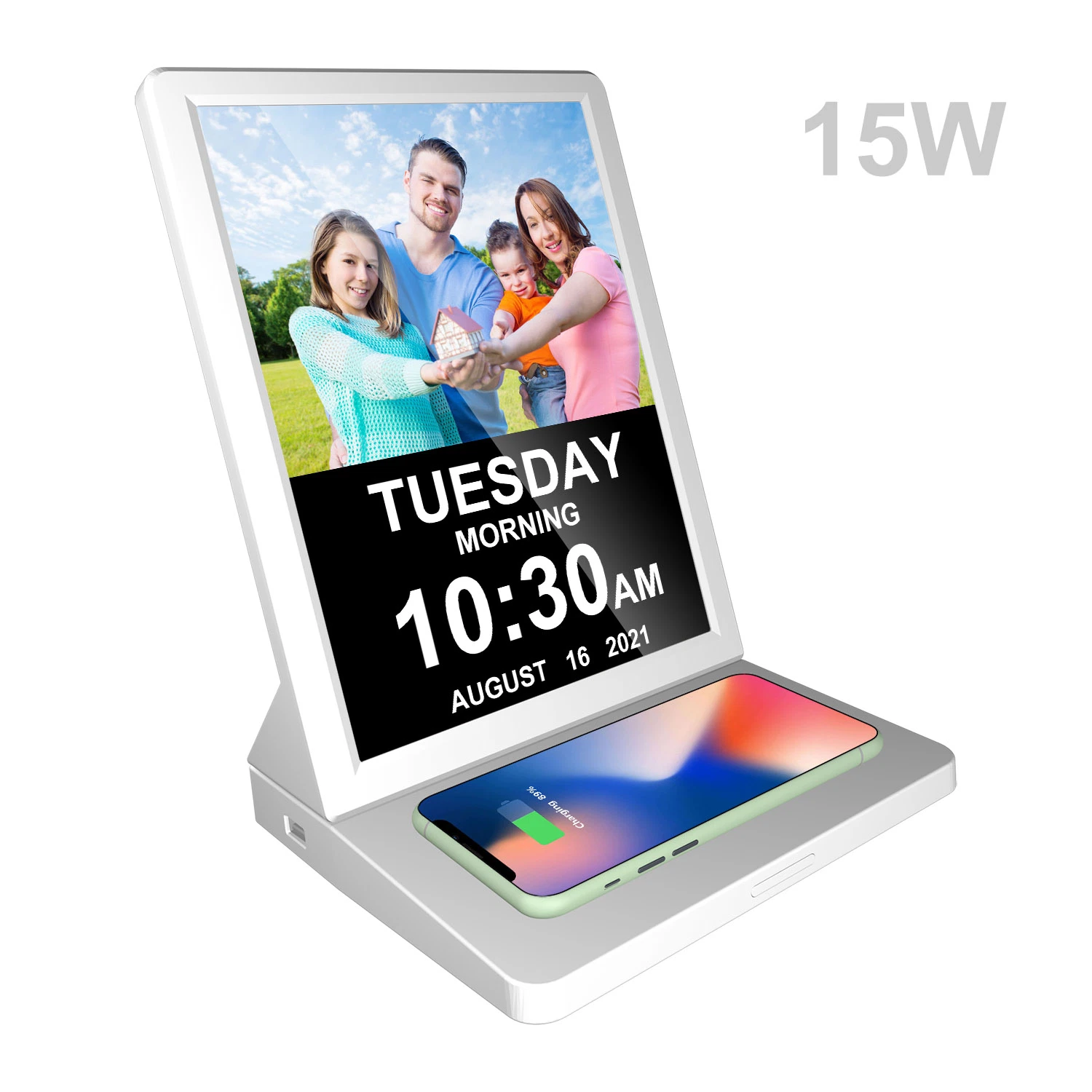 New Operated High Capacity Battery Desktop WiFi Digital Photo Frame with Wireless Charger