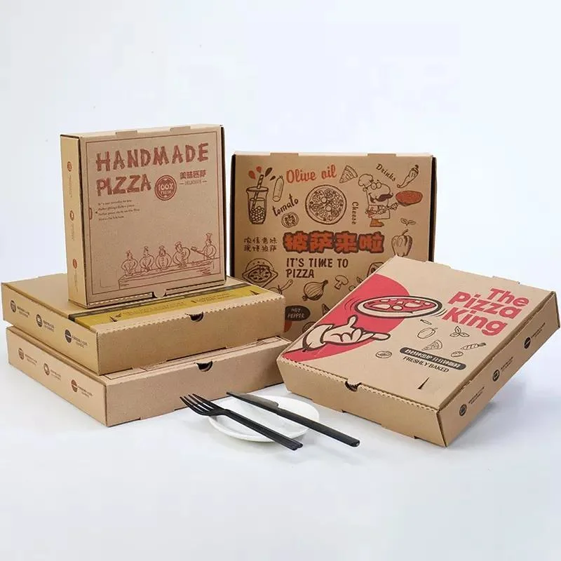 Cheap Corrugated Packaging Pizza Custom Printed Takeaway Brown Pizza Box