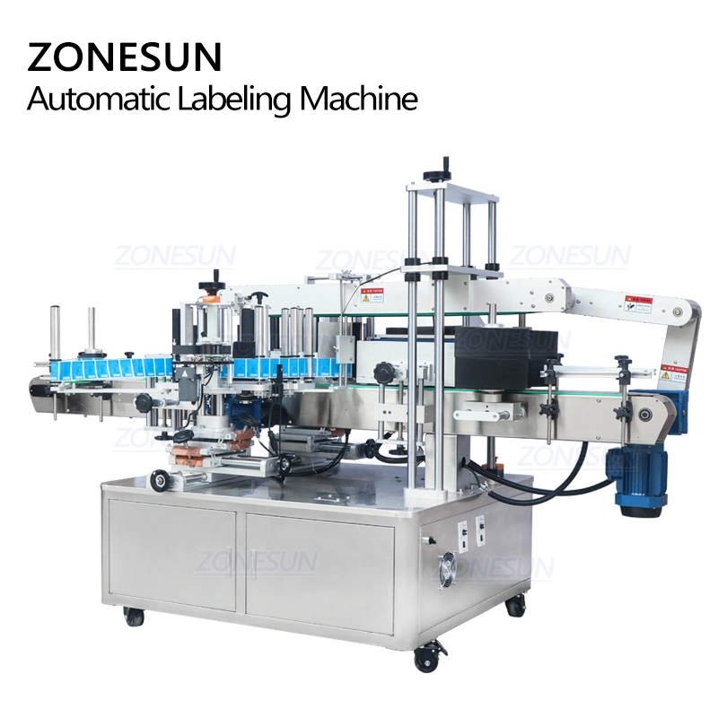 ZONESUN autocollant adhésif automatique surface plane applicateur d'étiquettes détergent à lessive bouteille labler Double face étiqueteuse