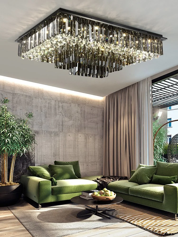 Professional Custom Hotel Hall Large Luxury Lighting Crystal Chandelier Rectangle Pendant Lamp Indoor Fixture Ceiling Light