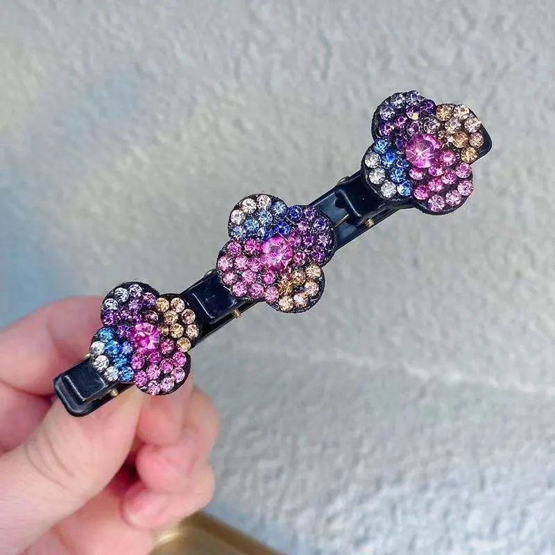 Fashion New Design Four-Leaf Clover Hairpin Lady Girl Color Rhinestone Duckbill Clip Wholesale/Supplier