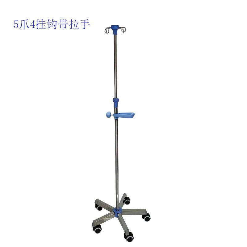 Mn-IV Hospital Stainless Steel Medical Drip Stand Infusion Pole with Hooks