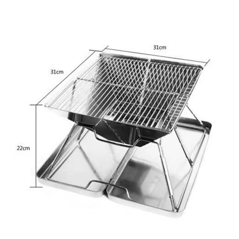 Portable Folding Charcoal BBQ Grill Stainless Steel Charcoal Grill for Outdoor Camping Picali