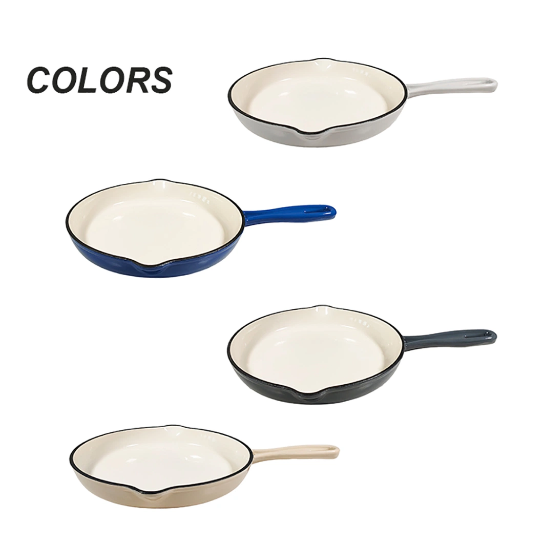 25.5 cm Francia superficial Sartén sartén redonda de cocina utensilios de hierro fundido esmaltado Crepe Pan