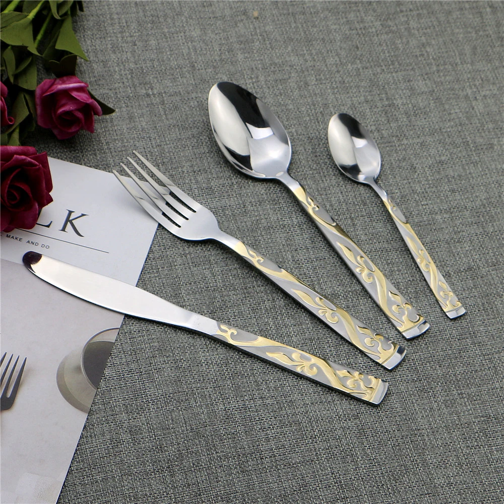 Supply to Yiwu Market Cutlery From Guangdong Province Stainless Steel Gold Flatware Factory