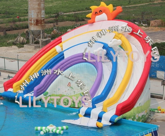 Дешевые Rainbow слайды надувные массу водный парк на Землю для людей всех возрастов