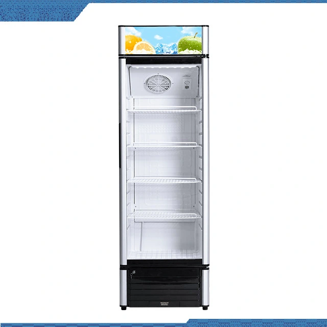 Venta de fábrica China 280L Refrigerador comercial de la pantalla de una sola puerta de vidrio vertical congelador para bebidas