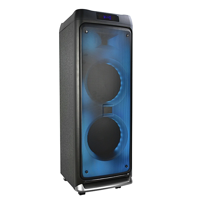 Convenient Wheeled Double 8 Inch Outdoor Portable Speaker with Fashion Light