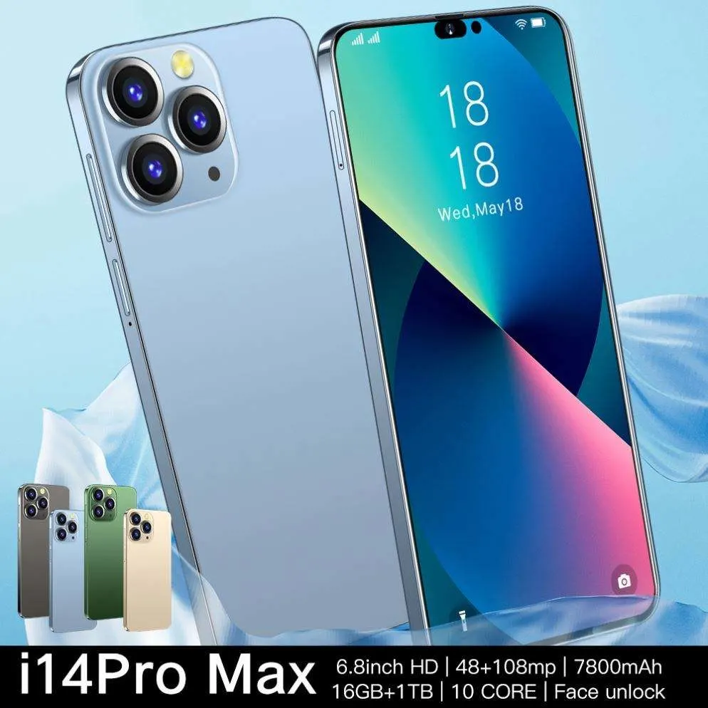 الهاتف الخلوي I14 High 4+64GB 6.7 بوصة Smart Dual Card Mobile هاتف مناسب لـ I14 PRO Max Phone