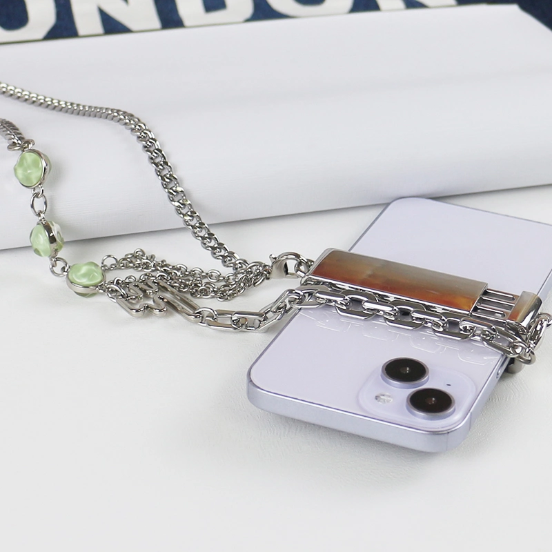 Green Bead Charm Chain Phone Clip Messenger Phone Case Accessory