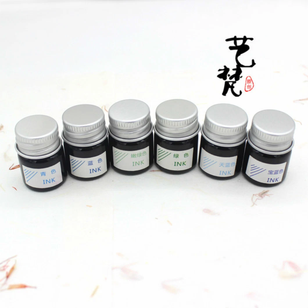 7ml 12PCS Color Bottled Glass Fountain Pen Ink Set with Gift Box