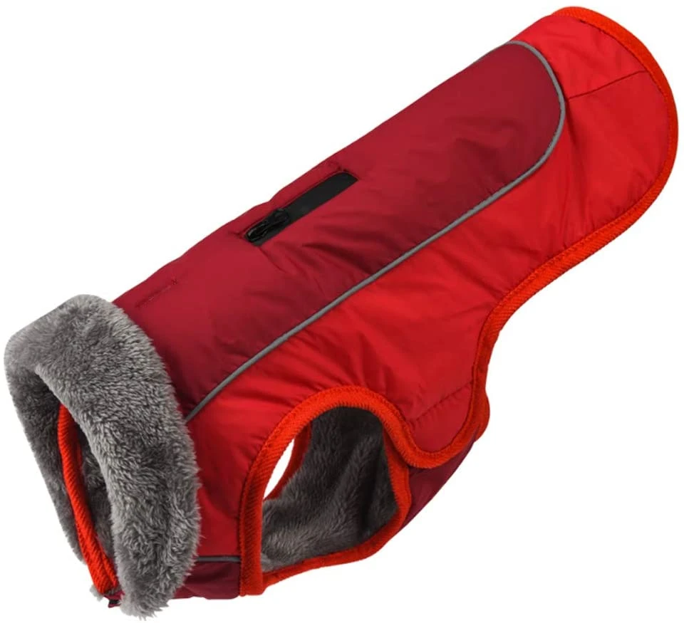 Personalizado de manufactura el perro rojo el frío invierno abrigos de perro caliente Chaleco Chaqueta perro confortable