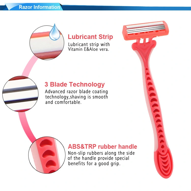 Navaja de cuerpo de acero inoxidable 3 cuchillas afeitadoras desechables Para las mujeres