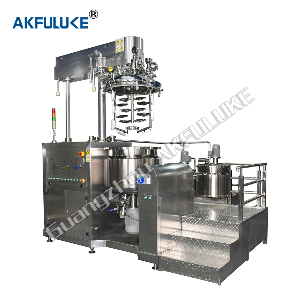 ماكينة تفريغ المحاكي الهوميوجينيزم بآلة صنع الكريما من خلال مكنسة Akfuluke 5L-6000L العالية لصق خط الإنتاج