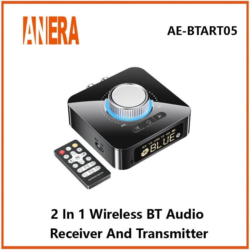 ANERA V5.1 صوت Bluetooth® لاسلكي سيارة جهاز استقبال/جهاز إرسال 2 في 1 محول صوت الموسيقى BT مع وحدة تحكم عن بعد للتلفزيون بالسيارة سماعة الأذن