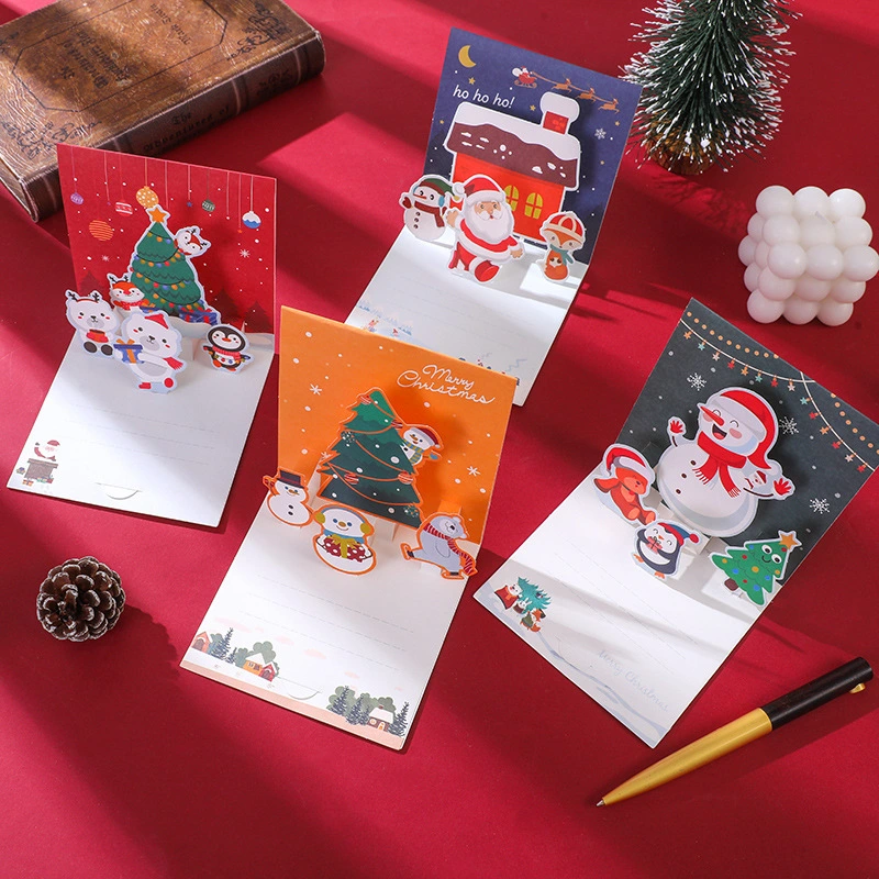 Christmas Card Creative New Three-Dimensional Small Card Blessing Birthday New Year Mini Small Cute Cartoon Greeting Card