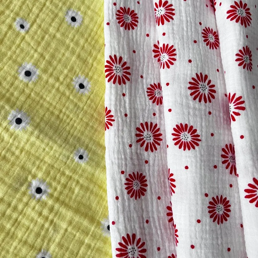 Wholesale/Supplier 100% Cotton Crinkled New Design Organic Double Gauze Muslin Fabric