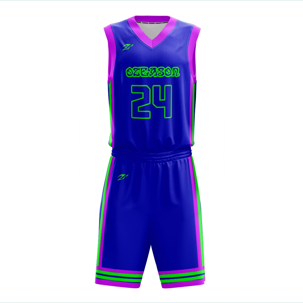 Custom de color verde uniforme negro de baloncesto de la mujer la impresión de conjunto de camiseta de baloncesto